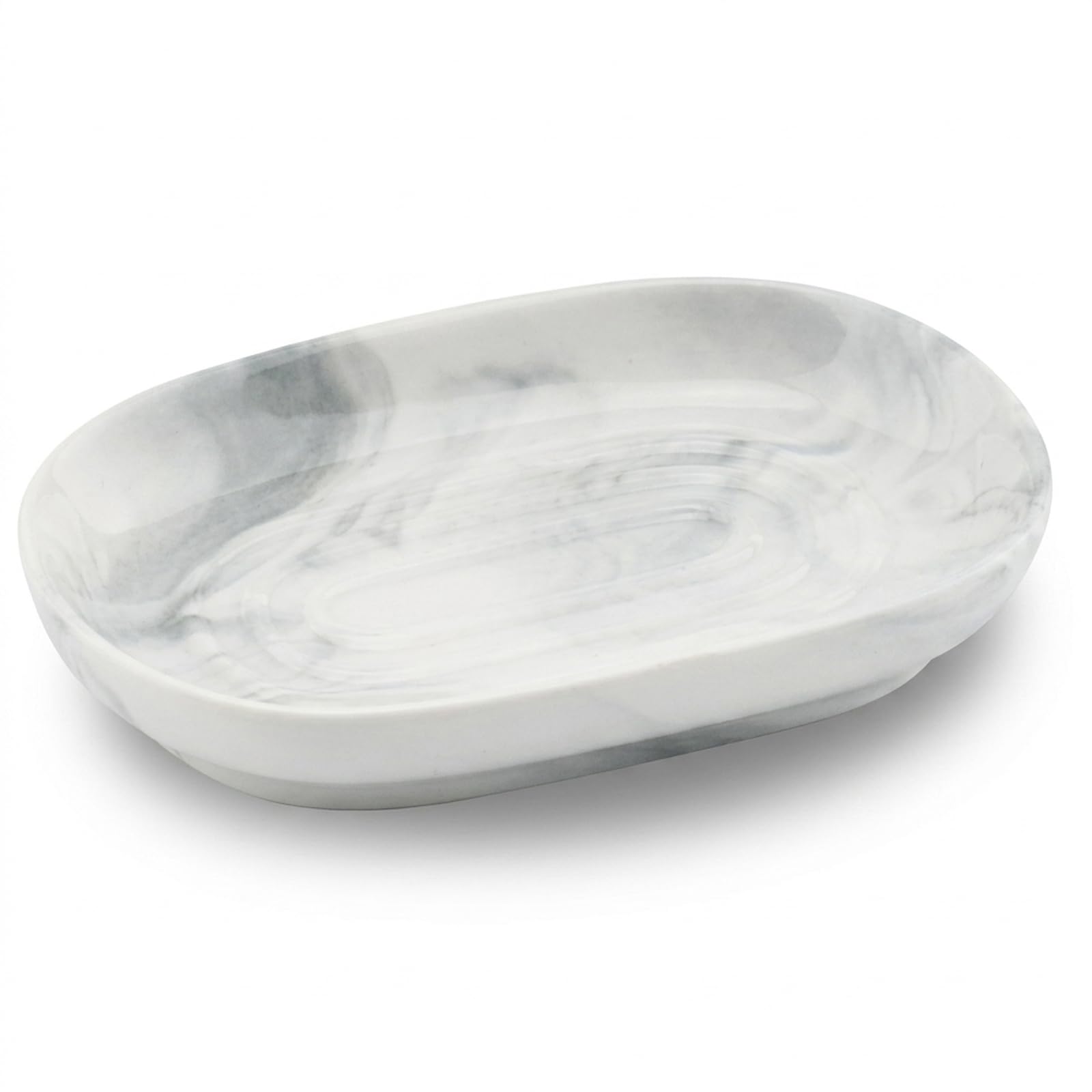 Ceramic Soap Dish, Grey Marble Soap Tray for Modern Bathrooms, Multi-Functional Soap Holder for Shower and Kitchen Countertops, Elegant Bathroom Accessory for Home Organisation and Guest Use