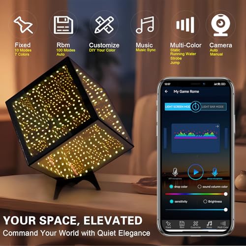 Bixobag RGB Infinity Hyper Cube Light with APP Control - Smart Infinity Mirror Night Light, 16M Colors Music Sync, Gaming Room Decor, Mood Lighting for Bedroom Desk and Party (7 Inches) - Image 6