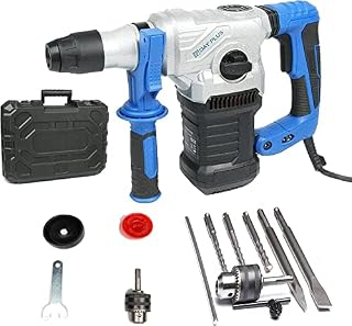 1500W Electric Rotary Hammer Drill 4 Functions Rotation Chiselling0-800RPM Adjustable Speed, 360 Degree Rotary Handle, Lightweight Hammer Drill with Accessories for Concrete, Wood, Metal, Plastic