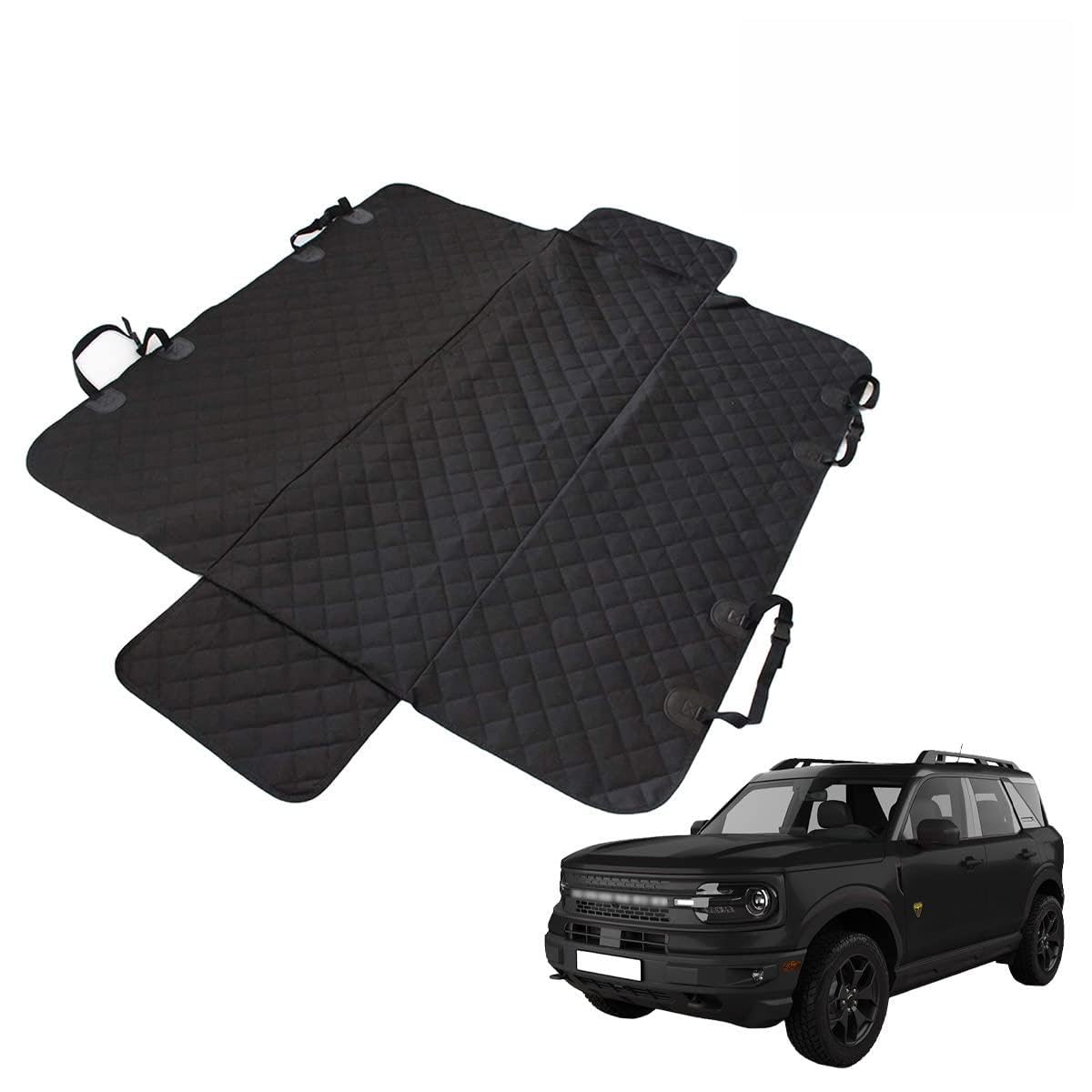 Muslogy for Bronco Sport/Bronco Rear Pet Seat Cover, Waterproof Scratch Proof Nonslip Pet Dog Back Seat Covers Hammock Come with Belt Dog Chain & Lint