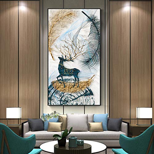 Affiches et impressions toile peinture cerf moderne abstrait cuadros salon 60x120cm