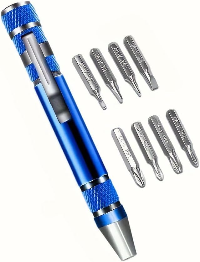 1PC 8-In-1 Screwdriver Set Aluminum Alloy Precision Multi-Tool, Portable Repair Kit for Electronics, Watches, Eyeglasses, DIY, Silvery