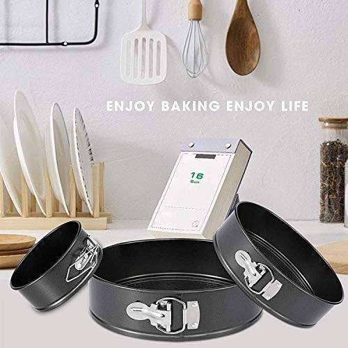 TOPZONE Springform Cake Tin Set,3 Pieces (4"/7"/9") Cake Pan Springform Cake Tin,Round Cake Tin, Baking Pan with Removable Bottom Nonstick and Leakproof(4/7/9inch)