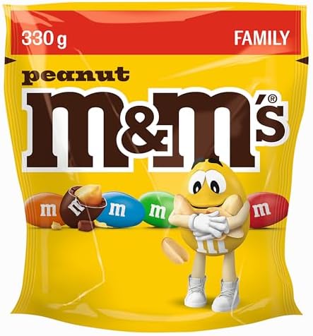 M&M'S Peanut Schokolinsen Erdnuss, Schokolade Beutel Halloween 330g | Knackige Erdnüsse umhüllt von Milchschokolade und bunter Zuckerhülle. Ideal für Halloween Abende und herbstlic