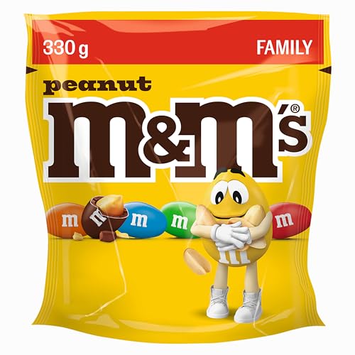 M&Ms Peanut Knackige Schokolinsen mit Erdnusskern und bunter Zuckerhülle als Süßigkeiten Schokolade zum Teilen 1 x 330 g