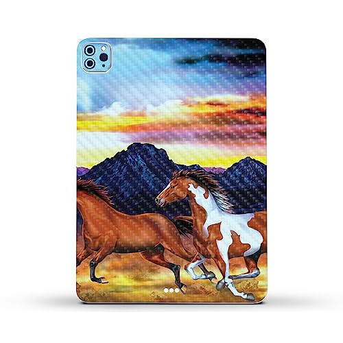 Image of MightySkins Carbon Fiber Skin Compatible with Apple iPad Pro 11 inch M2 4th Gen (2022) Full Wrap Kit - Wild Horses | Protective, Durable Textured Carbon Fiber Finish | Easy to Apply | Made in The USA