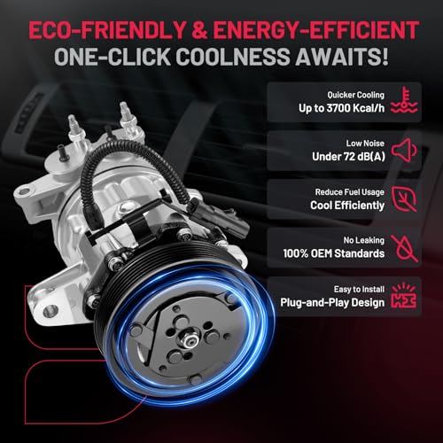BDFHYK 98576 Air Conditioning A/C Compressor with Clutch Compatible with Jeep 2002 2003 2004 2005 Liberty 3.7L V6, Replace# 55037466AA, 55037466AB, R5037466AE