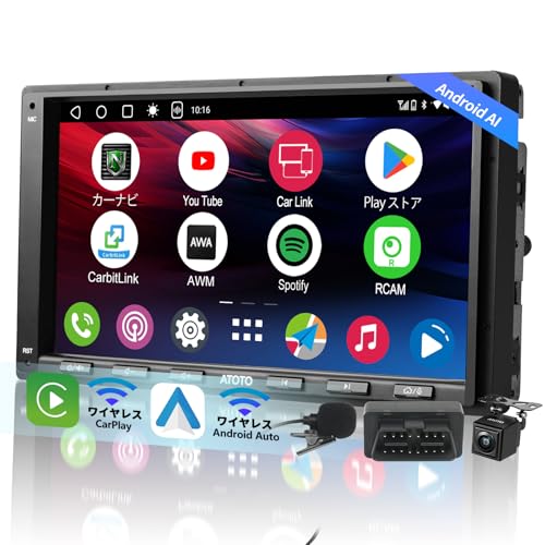 ATOTOMOVE A6PF Ultra 2G+32G 7�C���` Android 2DIN �J�[�I�[�f�B�I �o�b�N�J������OBD2�X�L���i�[�t���A���C�����XCarPlay/Android Auto�Ή� �J�[���W�I�AChatGPT�@�\�ALRV�AWiFi/BT