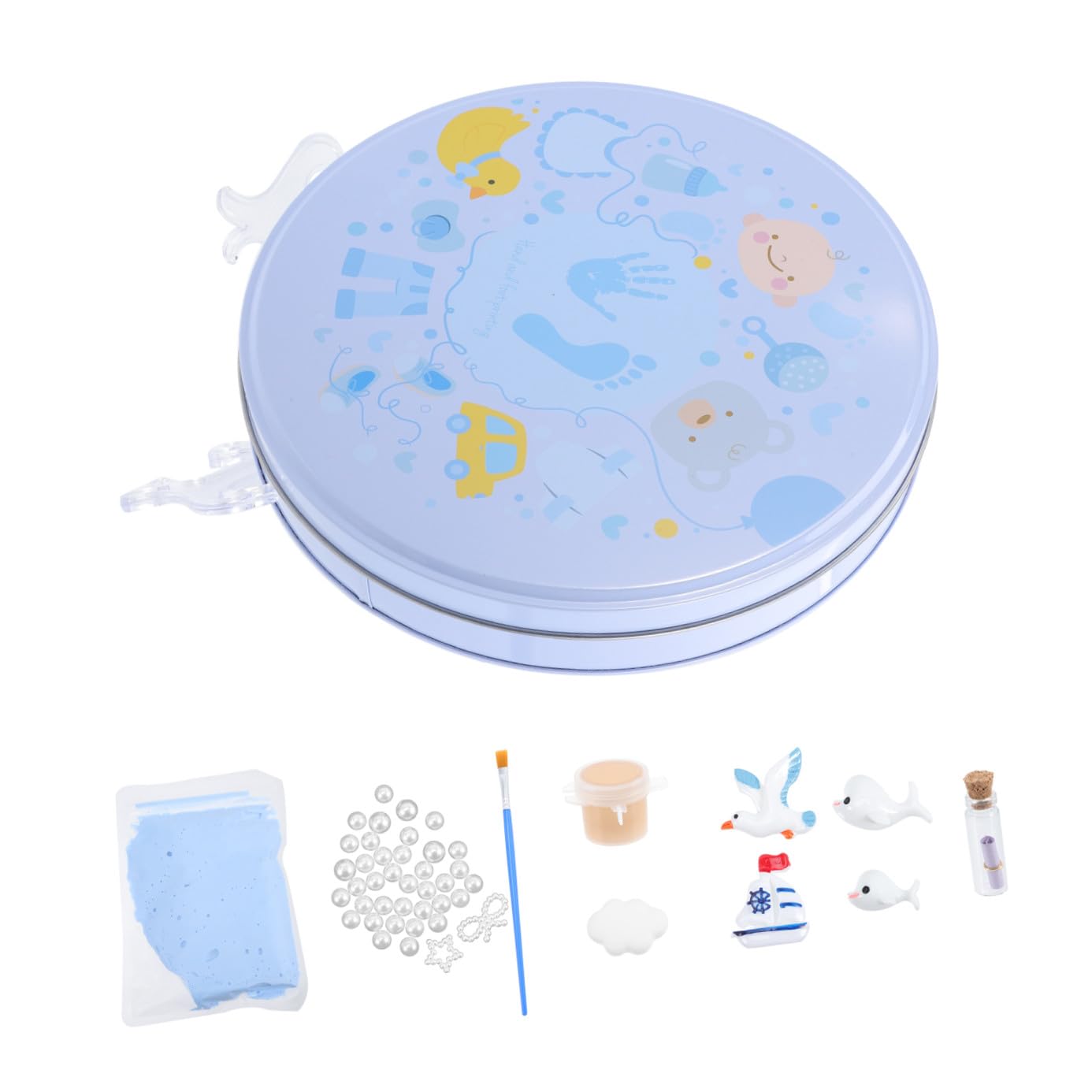 BESTonZON 1juego Kit De Recuerdo De Huellas Para Recién Nacidos Molde De Adorno De Huellas De Manos y Pies Para Conservar Momentos Especiales Incluye Caja De Almacenamiento Portátil