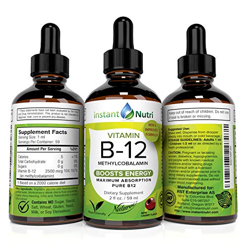 Vitamin B12 Methylcobalamin Sublingual Liquid Drops - Energy Boost and Pernicious Anemia Supplement
