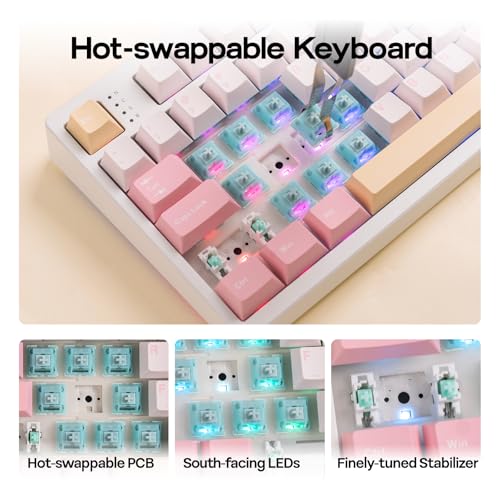 EPOMAKER TH108 Full Size Mechanical Keyboard, Wireless Gaming Keyboard with 8000mAh Battery, Creamy Gasket, 108 Keys, Hot Swap, Custom Driver, RGB Backlight (Pink, Sea Salt Silent) by EPOMAKER - Image 8