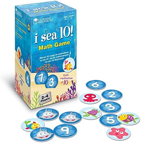 Learning Resources I Sea 10! Game, Math Games, Addition and Subtraction, Homeschool & Classroom Math Games, Educational, Includes 100 Cards, Ages 6+