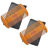 Viking Revolution Wooden Beard Comb & Case, Dual Action Fine & Coarse Teeth, Perfect for use with Balms and Oils, Top Pocket Comb for Beards & Mustaches (2 Pack)