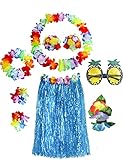 Lovecos 8 Pack Womens Hula Skirt Costume Hawaii Luau Party Dancer Grass Skirt 60cm (Blue)