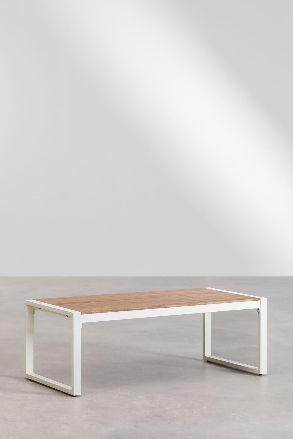 SKLUM Rechteckiger Garten-Couchtisch aus Aluminium und Akazienholz (110 x 55 cm) Lipov Weiss