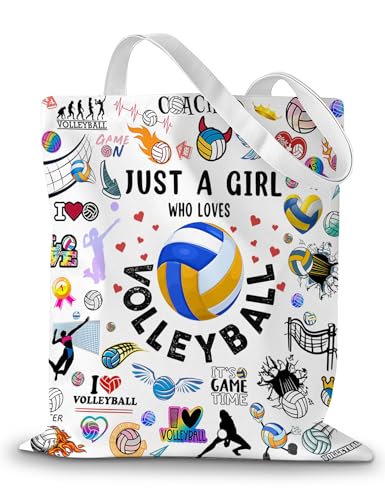 CEASQVAA Volleyball Gifts Canvas Tote Bag for Women Coach & Team Birthday Gift for Volleyball Lovers Players Volleyballs Mom Stuff Accessories Reusable Grocery Bags