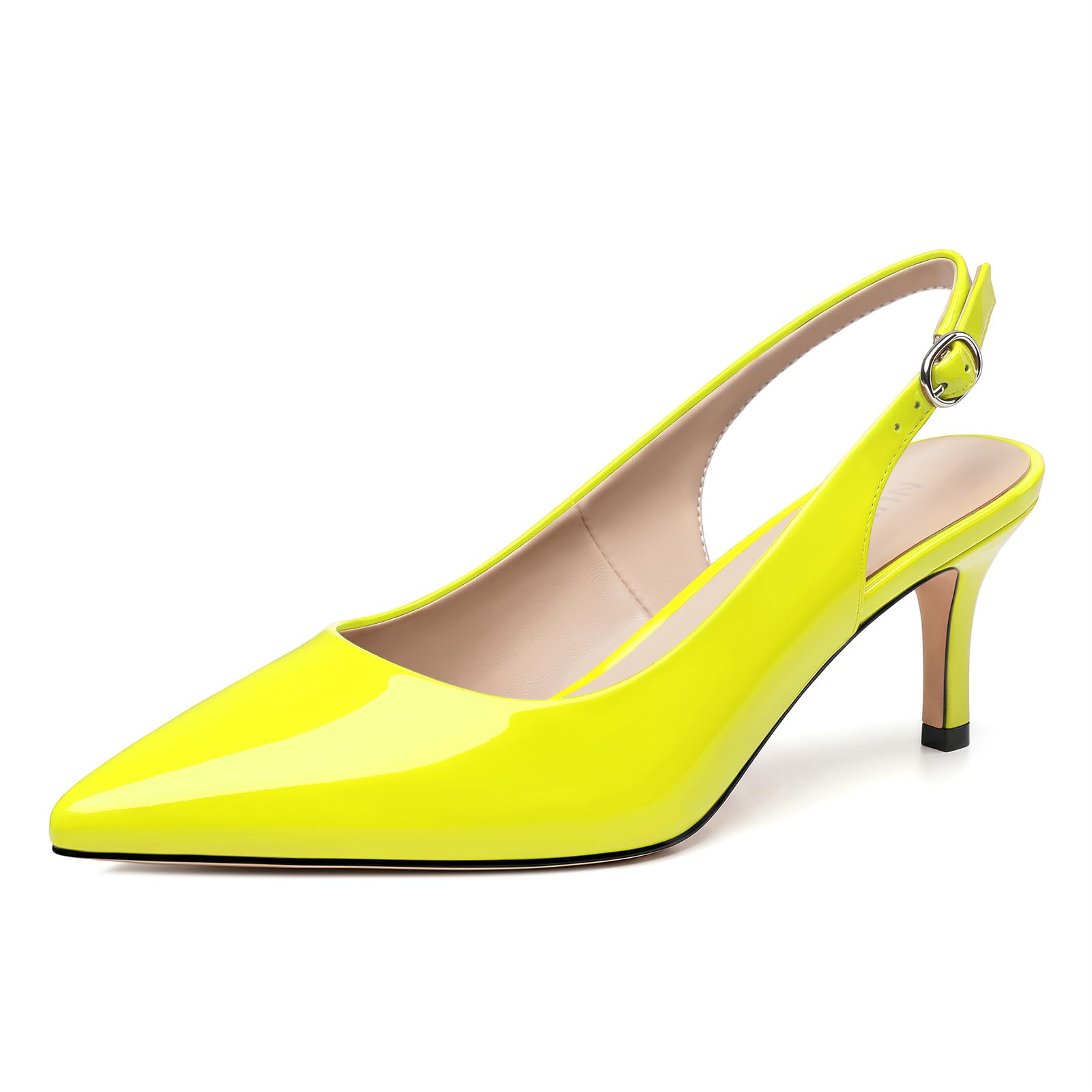 NUMALEO Kitten Heels for Women Pointed Toe Slingback Pumps | 2.5 Inch Close Toe Comfortable Pumps Wedding Party Casual Work Dress Shoes