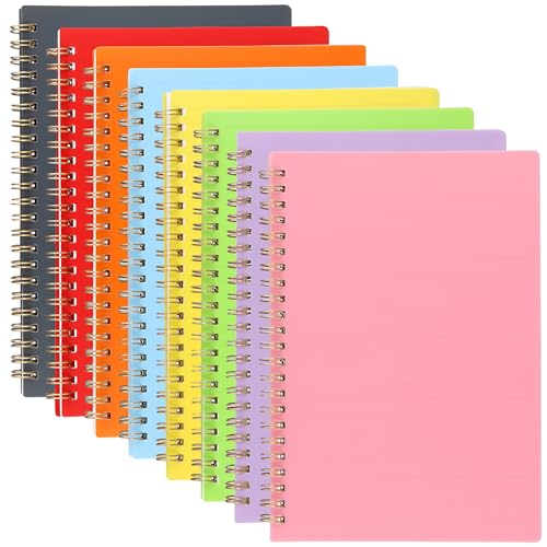 Cahiers spirale A5 par lot de 8 avec pages lignées et couverture rigide pour notes