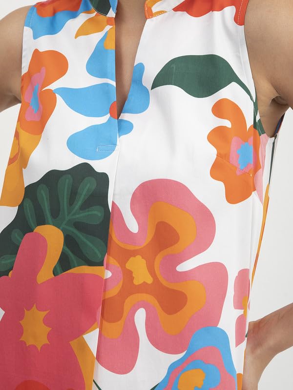 Image of FableStreet Floral Print Sleeveless Top - Multicolour