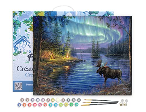 Peinture par Numéro Adulte Élan Aurore Boréale Figured'Art Kit 40x50
