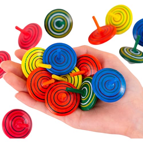 20PCS Wooden Spinning Tops Wooden Spinning Top for Teenagers Classic Spinning Sets for Games Dreidel Style Tops for Playtime