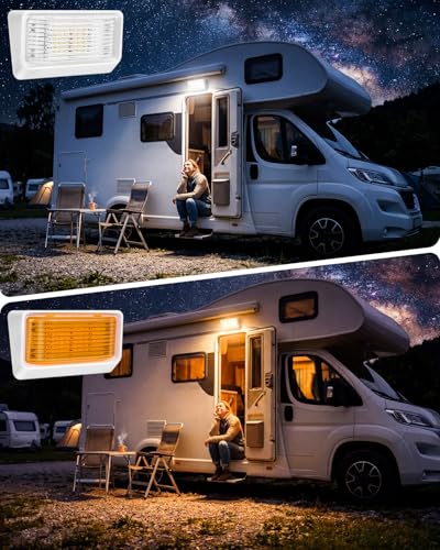 Image of Kohree 320 Lumen LED RV Porch Light Exterior Utility 12V DC Waterproof Appliance Panel (No Switch), White Base Replacement for Camper Trailer 5th Wheel, 2 Packs