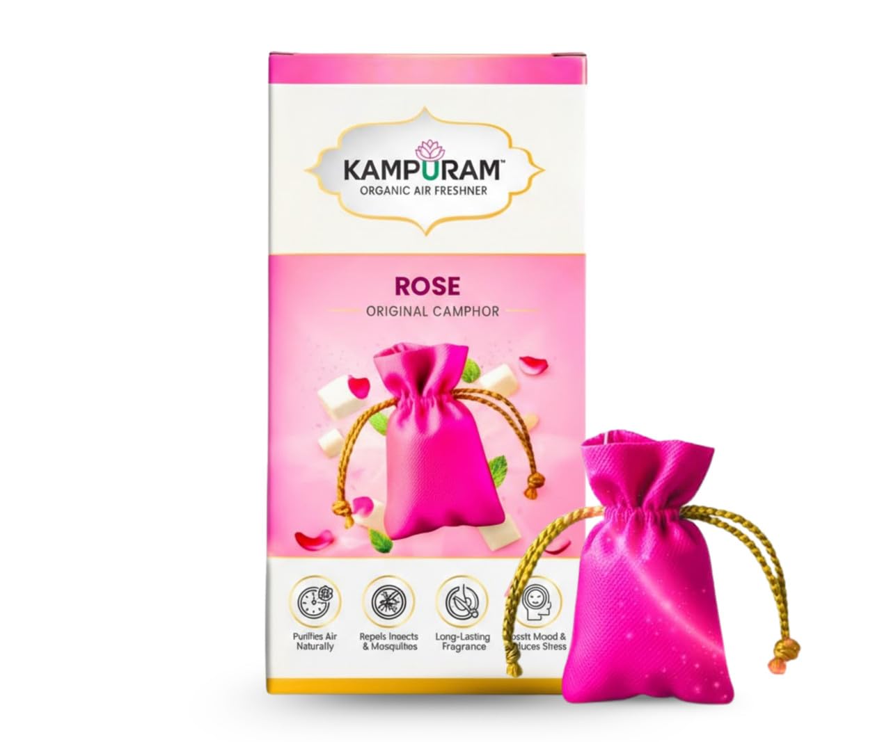 Camphor Air Freshener Tablets Rose Fragrance, Natural Kapur Room Freshener for Home & Office, Long Lasting Odour Eliminator with Floral Aroma Pack of 1-image-26