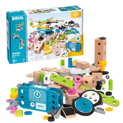 BRIO Builder 34591 Motor-Konstruktionsset 120 tlg. - Umfangreiches Set mit Motor zum Konstruieren von Hubschraubern, Autos und weiteren beweglichen Objekten im BRIO Builder Konstruktionssystem