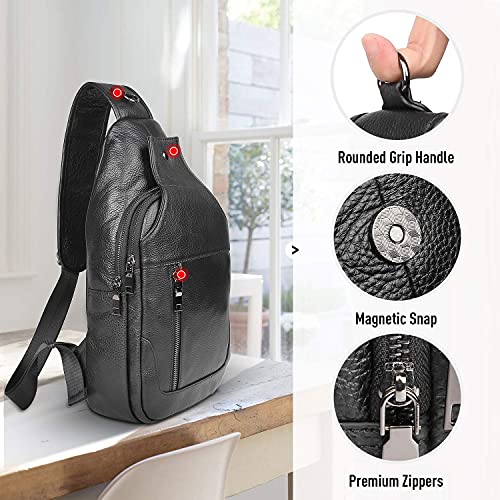 Polare-Cowhide-Leather-Waterproof-Casual-Daypack-Sling-Shoulder-Chest-Crossbody-Bag-For-Men