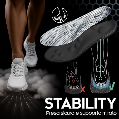 Biped Solette Cloud Ultra Morbide Per Sport, Uso Quotidiano E Scarpe Da Lavoro – Solette Ortopediche Ammortizzanti Con Cuscinetto Tallone – Schiuma Massaggiante Z2939(39-41) - 3