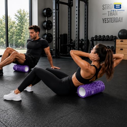 Image of Btag Foam Roller for Gym & Home Workout - Deep Tissue Muscle Massager for Back Pain, Neck & Knee Relief | Yoga, Stretching & Recovery Tool 33 cm (Purple)