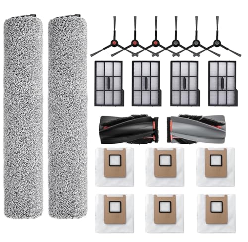 Replacement Parts Kit Compatible With Eufy Omni E25 / E28, Vacuum Cleaner Accessories Includes:2 Mop Roller Brush,1 Set Main Brush,6-Side Brush,4-Filter,6-Disposal Dust Bags