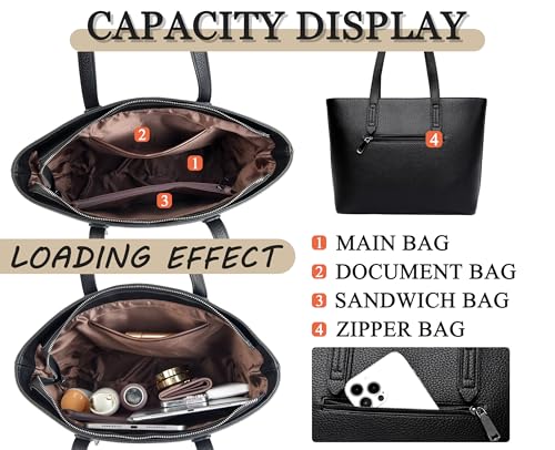 Tote Bag for Women Premium PU Shoulder Bag Lightweight Ladies Travel Work Handbag and Purse with Organizer3