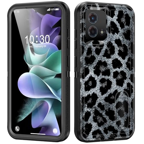 Coque Moto G 5G 2024 antichoc militaire robuste avec support léopard