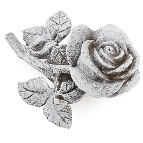 com-four® 2X Grabdekoration Rose - Gedenkstein der Hoffnung und Reinheit - Blumen-Trauerstein - wetterfester Grabschmuck - Gartendekoration in Steinoptik - Erinnerungsstein (2 Stück - Rose)