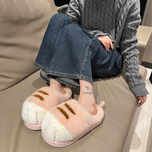 Cat Paw Slippers for Women, Cute Funny 3D Cat Paw Cartoon Slipper Warm Fluffy Furry Winter House Shoes4