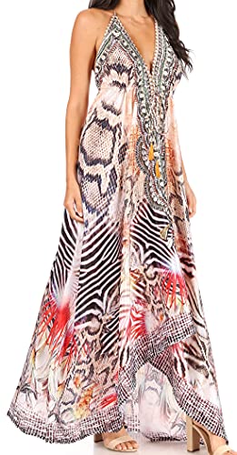 Image of Sakkas Lizi Womens Maxi High-Low Halter Handkerchief Long Dress Beach Party