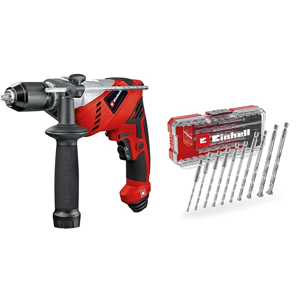 Einhell TE-ID 650 E, Darbeli Matkap + Einhell Beton delme uç seti 10 parça, S-CASE kutu