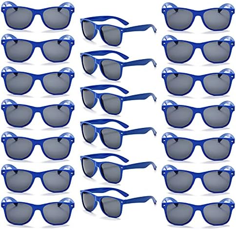 Bulk Kids Orange Sunglasses for Party Favors 20 Pack Neon Color Sunglasses for Daily Costumes Accessories (20blue)