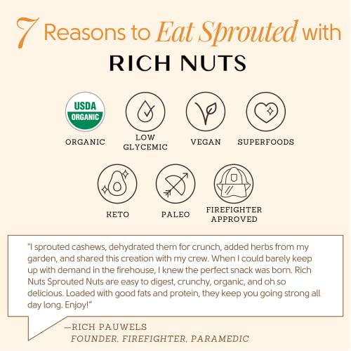 Rich Nuts Crunchy Curry Gourmet Sprouted Cashews | Vegan, Paleo, Keto | Curry Powder, Cayenne Pepper, Turmeric And Sea Salt | Non-Roasted, Dehyrdated, Germinated, Raw And Whole | 5 Oz Bag (2 Pack) #TOP3