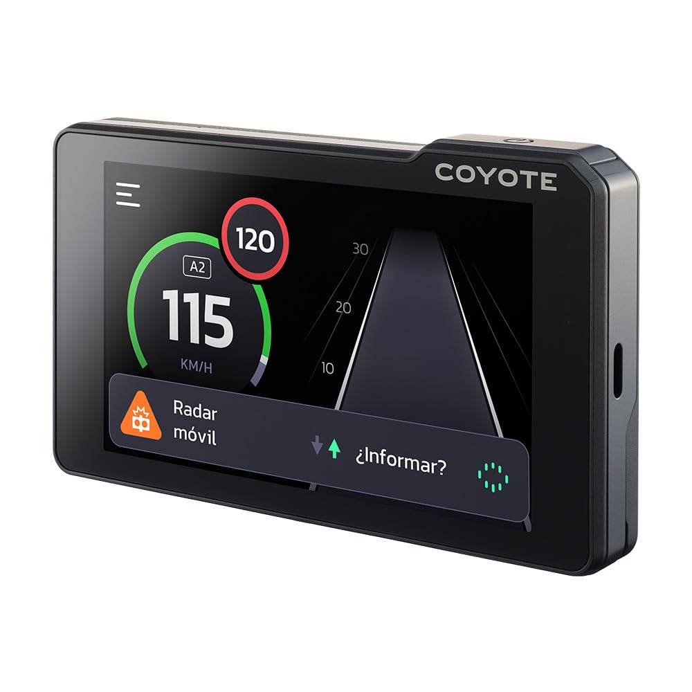Coyote MAX(España) - Asistente de conducción - Avisador de Radares - Asistente de Voz y Pantalla táctil 4" - Alertas de límites de Velocidad- Alertas de radares, tráfico e incidencias en Tiempo Real