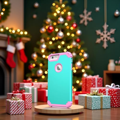 IDweel for iPhone 6S/6 Plus Case with Screen Protector Men, Mint Green/Pink - image 2