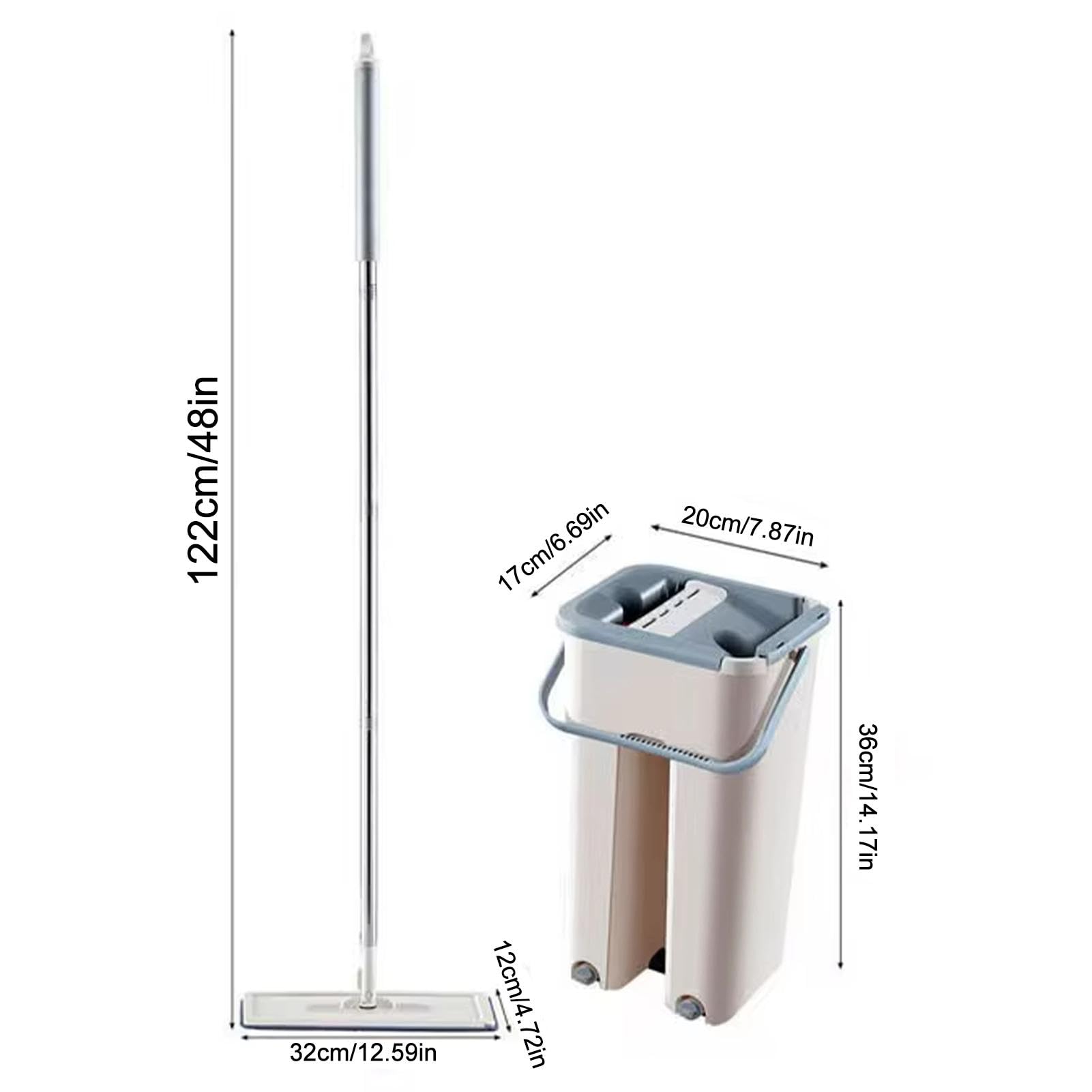 Juego de trapeador, trapeador y Cubo para Limpieza de Pisos Planos | Juego de fregona y Cubo exprimidor,Juego de fregona y Cubo Multifuncional con escurridor para el hogar, Juego de fregona Plana y