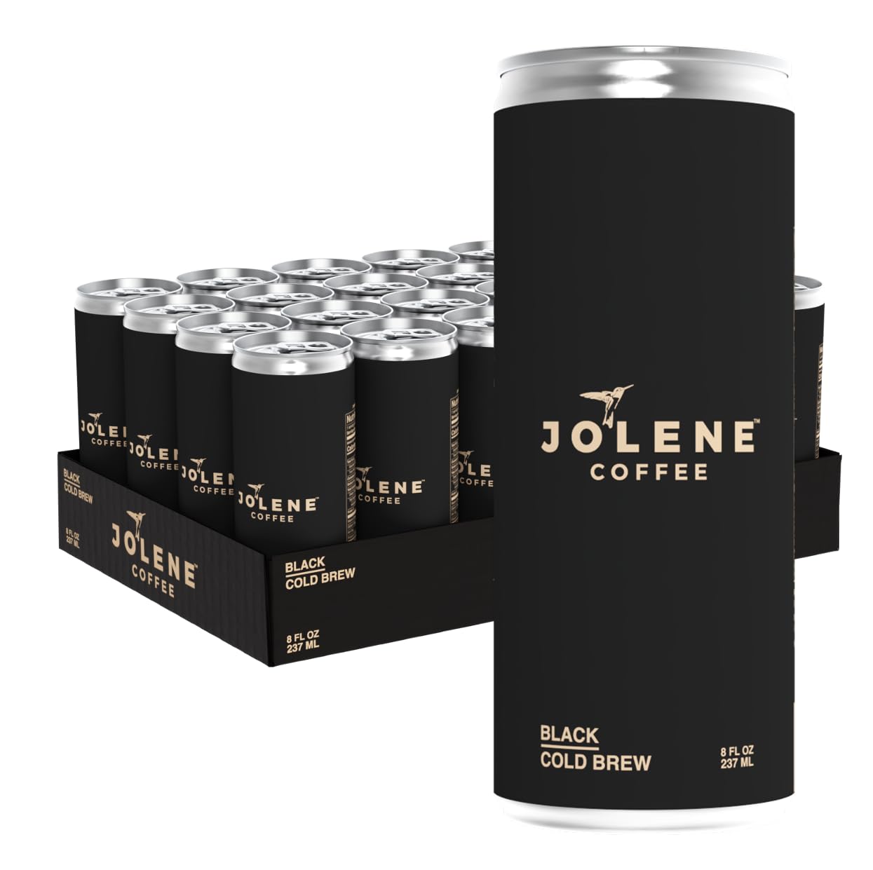 Jolene Coffee  Black Cold Brew | 8oz Cans | Smooth, Bold, Dairy-Free, Gluten-Free, Non-GMO (24 Cans, Black Cold Brew)