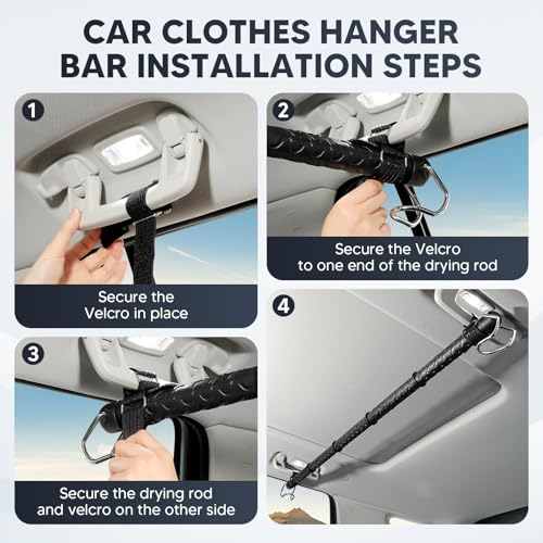 Powerty Heavy Duty 100lb Weight Capacity Truck Clothes Hanger Bar,27.5'' to 64" Wrinkle Adjustable Metal Clothes Rod for Sedans, SUVs, Trucks Cars by Powerty - Used condition - Image 3