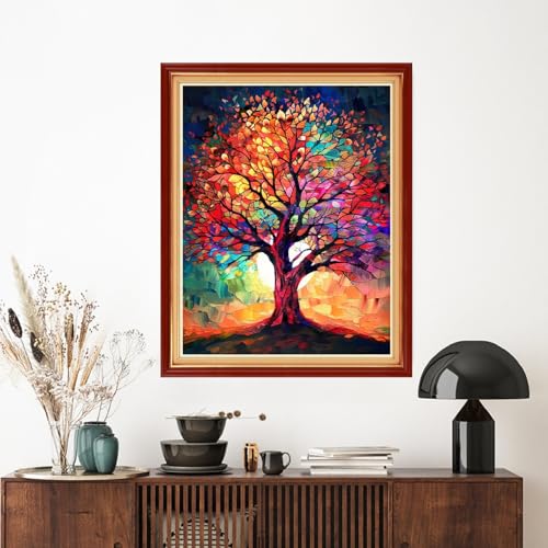 Image of Artvxeay Stamped Cross Stitch Kits - Embroidery Kits for Beginners Cross Stitch Kits for Adults 11 CT Printed Patterns Needlepoint Kits-Magic Tree 16x20 inch