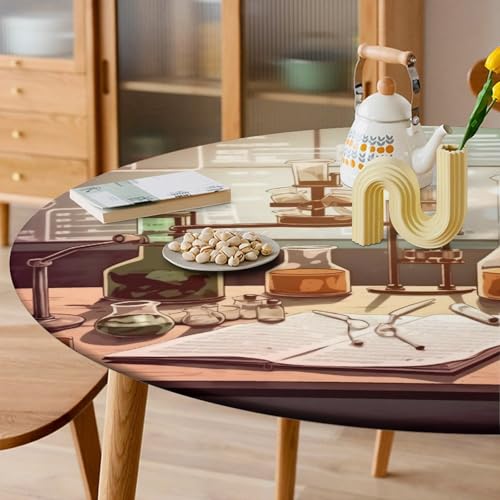 Nappe ronde en Spandex anti pli et imperméable pour table 170 cm