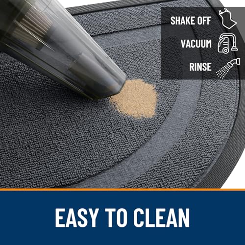 Image of OLANLY Half Circle Door Mat Indoor Outdoor Entrance Welcome, Waterproof All-Season, All-Weather Doormat, Sturdy Natural Rubber, Low Profile, Easy Clean Patio Porch Entryway Mat, 33x21, Charcoal Gray