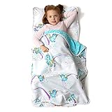JumpOff Jo - Toddler Nap Mat - Children's Sleeping Bag with Removable Pillow for Preschool, Daycare, and Sleepovers - Measures 43 x 21 Inches with Original Design - Unicorn Pixie Dust