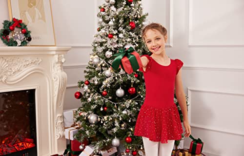 Image of Arshiner Girls Ruffle Sleeve Ballet Dance Dress Tutu Skirted Leotard